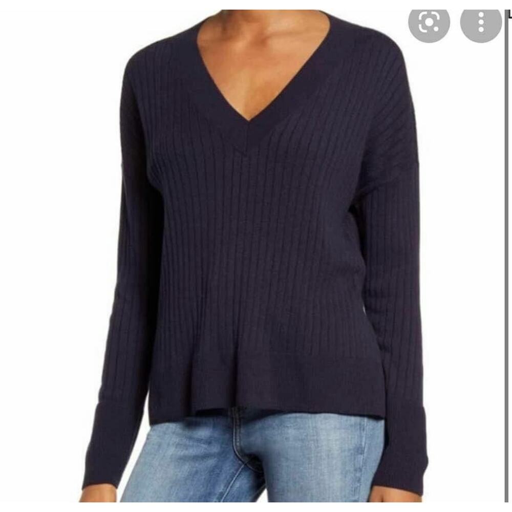 Treasure & Bond Navy Knit V-neck Long Sleeve Sweater Size‎ XS NEW